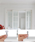 Six Piece Bi-Fold Door Top Roller Guide Wheels And Top Pivot Kit With Spring Loaded displayed against installed folding doors
