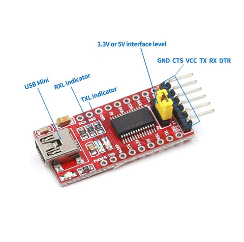 FT232RL USB To TTL Serial Converter Module 3.3V 5.5V Mini Board Not Genuine FTDI Chip With DTR RXD TX VCC CTS GND And 500mA Fuse