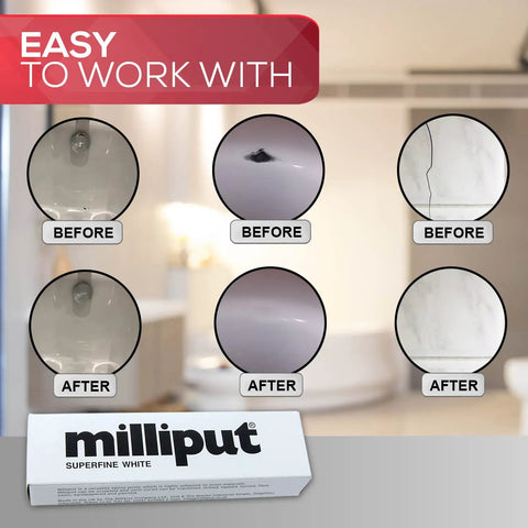 Superfine White Epoxy Putty Kit For Quick DIY Fixes No Fuss, before and after image of ceramic and porcelain repairs