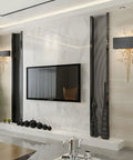 Modern Copper Wall Sconce Featuring Brushed Stainless Steel Shade For Bedrooms Hallways And Living Rooms on a stylish interior wall.