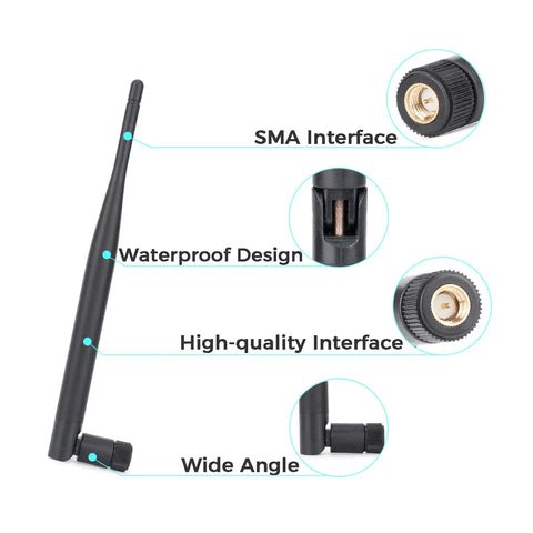 Bluetooth And WiFi Antenna SMA Male 2.4GHz 6dBi Booster for home routers, IP cameras with waterproof design and wide angle