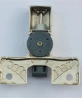 Close-up of 4 Pack Adjustable Zinc Alloy Buffer Hinges With Soft Close Dampers, showing hinge mechanism and zinc finish.