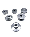 CNC machined hardened steel One Quarter Inch Hem Bead Roller Sets with 3/4 in shafts for 18 ga steel and 14 ga aluminum