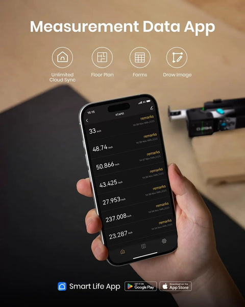 Digital Tape Measure And Laser Distance Meter Combo For Pro And DIY Use With 12ft Digital Tape And 330ft Laser Range Perfect For Home Improvement Construction Woodworking And Long Distance Measuring, smart measurement app on phone