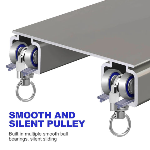 Heavy Duty Curtain Track Gliders 30 Pack with All Metal Bearings, Smooth Sliding Pulleys for Window and Ceiling Rails, close-up view
