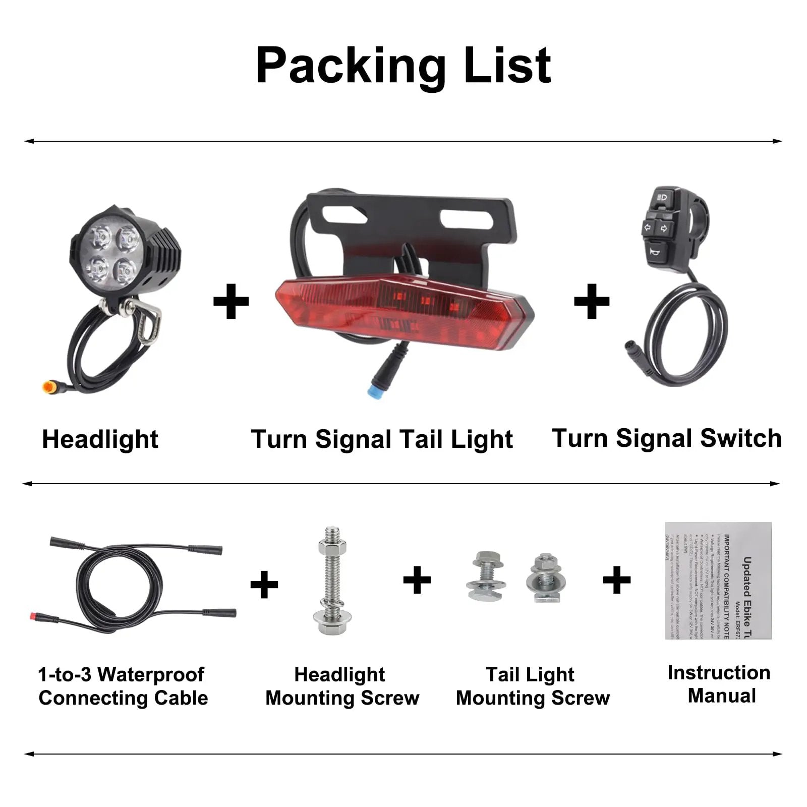 Waterproof Ebike Light Kit With Turn Signals & Tail Light ✓