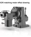 Pro Grade Heavy Duty Fourth And Fifth Axis Motorized Hollow Rotary Table showing KDR motor and gear assembly for precision tasks.
