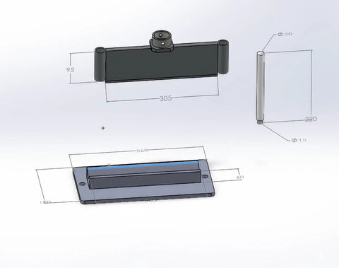 Diagram of Heavy Duty Pro Grade Press Brake Attachment For 12 To 20 Ton Hydraulic Presses With Adjustable Back Gauge.