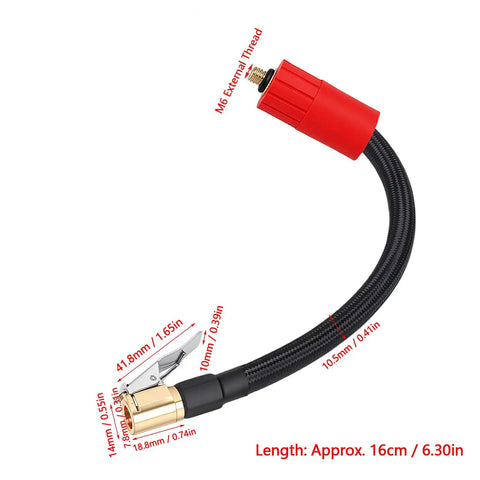 Heavy Duty Tire Inflator Extension Hose With Quick Connect Air Chuck Fits Car Motorcycle And Bike Easy Reach For Recessed Valves 16cm External Thread For Seamless Pump Up Jobs On Road Or Home Get Your Ride Road Ready Snappy Quick Fixes Done Now. 16cm hose with M6 external thread and brass chuck
