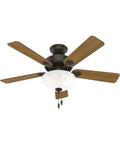 44 Inch Indoor Ceiling Fan With LED Light Bronze Finish Pull Chain 5 Blades Standard Mount For Bedroom Living Room Or Kitchen No Remote