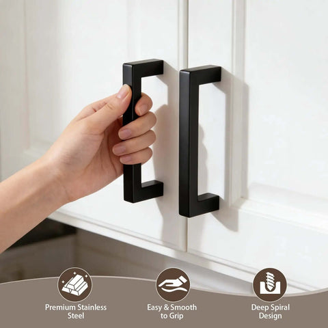 10 Pack 3 Inch Black Stainless Steel Cabinet Pulls For Kitchen Cabinets, Bathrooms And Furniture Rust Resistant, Durable Handles