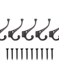 Old School Cast Iron Wall Hooks Solid Five Pack Heavy Duty Rustic Design showcases vintage hooks with mounting screws.