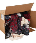 Box of reclaimed cotton polishing and dust cloths assorted colors flannel low lint 25 lb pack 3 to 4 pcs per pound