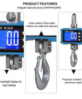 Built Tough Workhorse Hanging Scale Digital Crane Scale 1000kg 2204lb With LCD Backlight Unit Change Data Hold Tare Zero features