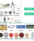 Standard and grinding set components for 850W Mini Bench Grinder And Jade Polishing Machine for DIY woodworking jewelry.
