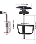 Ultimate Shed Door Latch and Lock Kit with Heavy-Duty 5-1/2 Inch Stem T-Handle, five keys, spring-loaded hardware dimensions shown