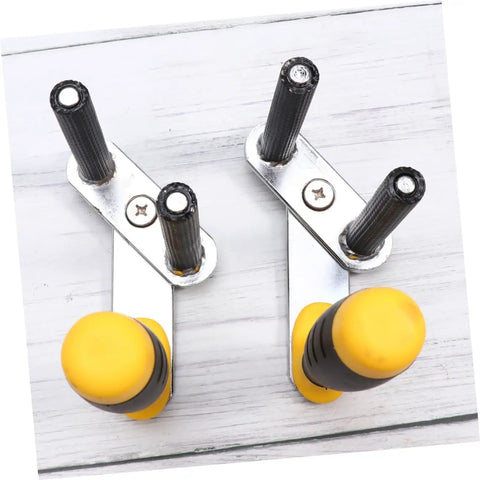 Portable Gypsum Board Lifter Set With Adjustable Angle Grip For Hassle Free Drywall And Ceramic Tile Transport Labor Saving Lightweight Carry Tool showing metal hooks with yellow grips.