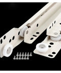 Close-up of Full Extension Drawer Slides Set 14 Inch With Quick Release Latches, including screws and white roller details.