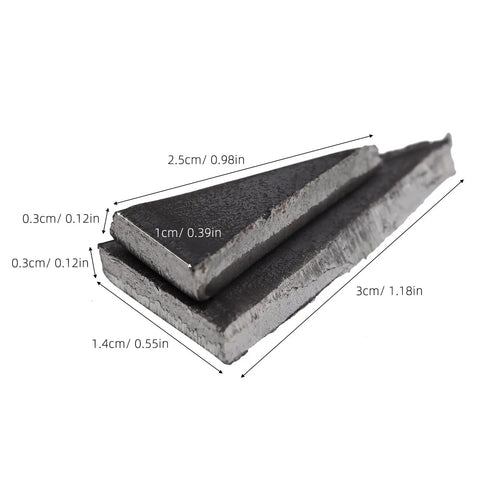 40 Piece Iron Triangle Hammer Wedges For Axe Handle Reinforcement Non Slip Grip And Hardened Durability For Heavy Duty Construction And Felling Tasks Keeps Wooden Handles Tight And Secure, close-up 3cm iron wedge with size markings