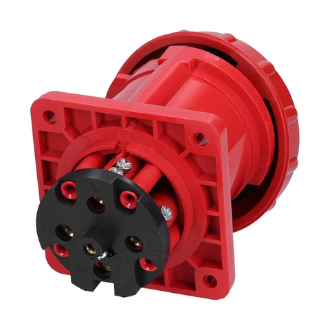 Three Phase IP67 Industrial Socket Set For 380 415V Power Supply 4 Pin 63A 3P And E Beefy ABS Connector For Industry Dock Wharf Metallurgy And Power Plants red socket
