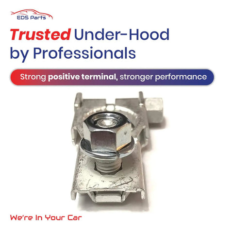 Front view of Positive Battery Terminal Connector 18mm OEM Replacement for Toyota Camry, featuring M8 nut and tin-plated copper material.