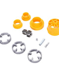 Electric Drill Pipe Threader For PVC, Reusable Die Kit with yellow and metal components, essential for plumbing DIY home projects.