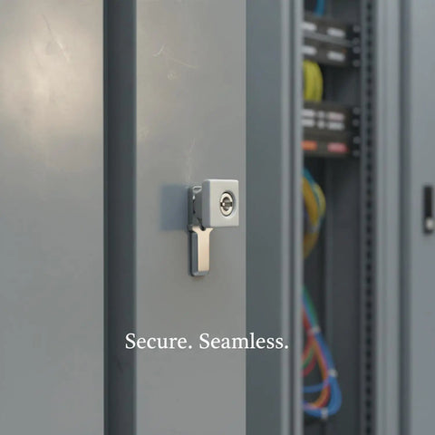 Heavy Duty Zinc Alloy Cam Lock For Cabinets And Drawers, Sturdy Rotating Key Mechanism on closed gray cabinet door