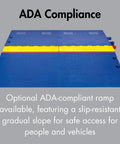 4 Channel Industrial Drive Over Cable Protector For One And A Quarter Inch Lines Heavy Duty Cable Ramp, ADA compliant, yellow blue