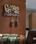 Handcrafted Solid Wood Wall Mount Coat Rack Heavy Duty Hooks For Keys Hats Daily Carry Gear Organizer Entryway Mudroom Bedroom Kitchen Rustic Household Essential with floral design and grape clusters.