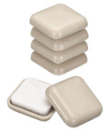 Heavy Duty Self Adhesive Furniture Sliders Eight Piece Pack square chair glides grey stacked and single view with soft surface.