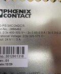 Three Phase 24 Volt DC 5 Amp DIN Rail Mounted Power Supply Enclosed Primary Switched Trio Power For Industrial Automation, Conveyor Belt And Wash System Controls. Phoenix Contact label