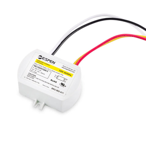 Espen LED Driver Constant Current 350mA 12W 120V Ultron Family Non Dimming Plug In Quick Connector