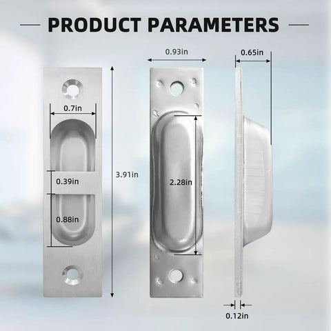 Slick 4 Inch Pocket Door Edge Pull 2 Pack Rock Solid 304 Stainless Steel Flush Mount Finger Grip Handles detailed dimensions