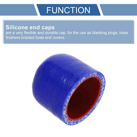 32mm ID Silicone Hose End Cap 1-1/4 Inch With 4-Ply Polyester Wrap, Blue Exterior Red Interior, angled view