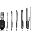 Metric Tap Set With Adjustable T Handle Tap Wrench 5 Piece M3 M4 M5 M6 M8 Taps For Metal Aluminum Plastic Wood DIY Machinist Kit