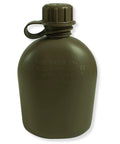 Olive drab Durable 1 Qt Canteen Water Bottle With Leak Resistant Cap For Outdoor Hiking Camping Made From Rugged Polyethylene Made In USA.