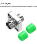FC APC Square Single Mode Fiber Optic Coupler and Simplex Cable Adapter with green caps from Pro Grade Fiber Optic Connectors Pack Of 4.