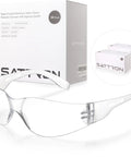 Tough As Nails Heavy Duty Clear Safety Glasses 100 Pack with polycarbonate lenses and protective packaging for construction use.
