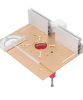 Pro Grade Router Table System With Aluminum Alloy Lift And Laser Etched Graduation Scale Insert Plate For 0 To 47mm Lift Range with precision scale.