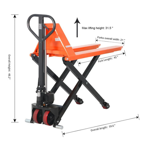 Heavy Duty Hand Scissor Pallet Jack 2200 Lb Capacity Polyurethane Wheels Built For Smooth Warehouse Moves No Sweat Setup Heavy Hauling Works Like A Champ