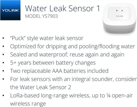 Smart Home Starter Kit With Hub And Three Water Leak Sensors, LoRa Range Up To One Quarter Mile Open Air, sensor close-up
