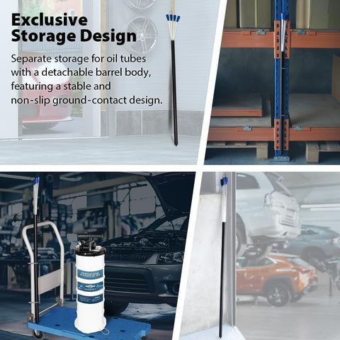 Oil Vacuum Extractor For Cars, 9L Capacity With Pneumatic And Manual Modes, 51 Inch Tube, in garage setup