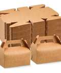 60 Pack Kraft Paper Gift Boxes Set For Grab And Go Packaging And Gift Giving, Perfect For Weddings Parties Birthdays Favors And Small Biz Supplies, Brown 16x9x8 Cm, Space Saving Sturdy One Piece Frame Ready To Use showing flat and assembled boxes