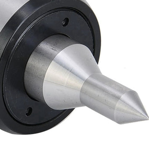 MT3 60° CNC live center with carbon steel body and conical tip, close-up view for lathe tailstock