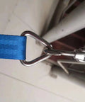 Beefy Stainless Steel 316 Marine Grade Triangle Ring Buckle Welded V Shaped Heavy Duty Ring 30mm Inside Width in use with rope.