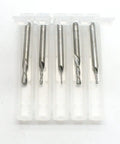 Knockout Carbide Downcut Router Bit Set Five Piece Woodworking Milling Tool For Slick Grooves Clean Edge Mortises And Slots With Durable One Eighth Shank Cutters, five metal router bits in clear case.