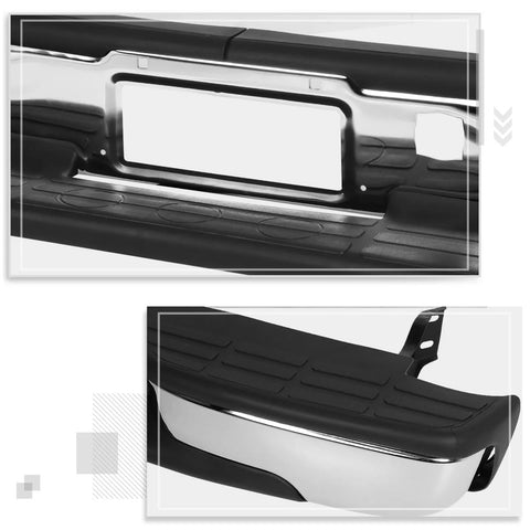 PM PERFORMOTOR rear step bumper with license plate lights; black with chrome trim for 1999-2006 Silverado/Sierra