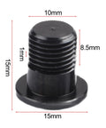 2 Pack M10xP10 Bolts for Bike Rear Derailleur Hanger, Aluminum Alloy Mounting Screws, Black 15mm Length, Dimensions Labeled