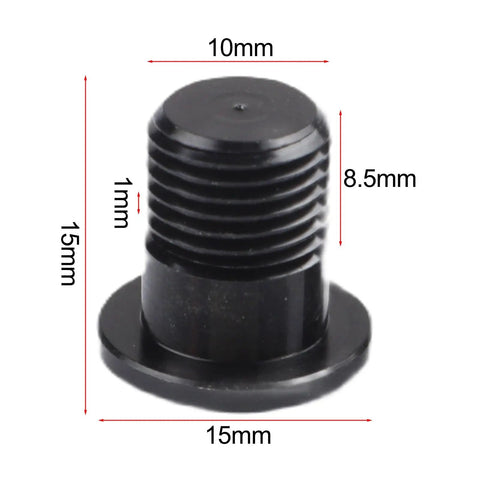 2 Pack M10xP10 Bolts for Bike Rear Derailleur Hanger, Aluminum Alloy Mounting Screws, Black 15mm Length, Dimensions Labeled