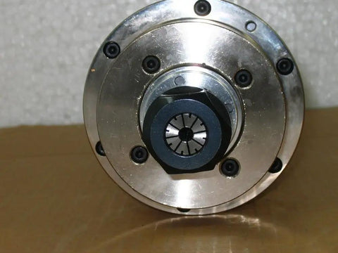 No Sweat Setup Water Cooled Cnc Heavy Duty Spindle Motor 4kw 5hp close-up view focusing on spindle collet and mounting details.